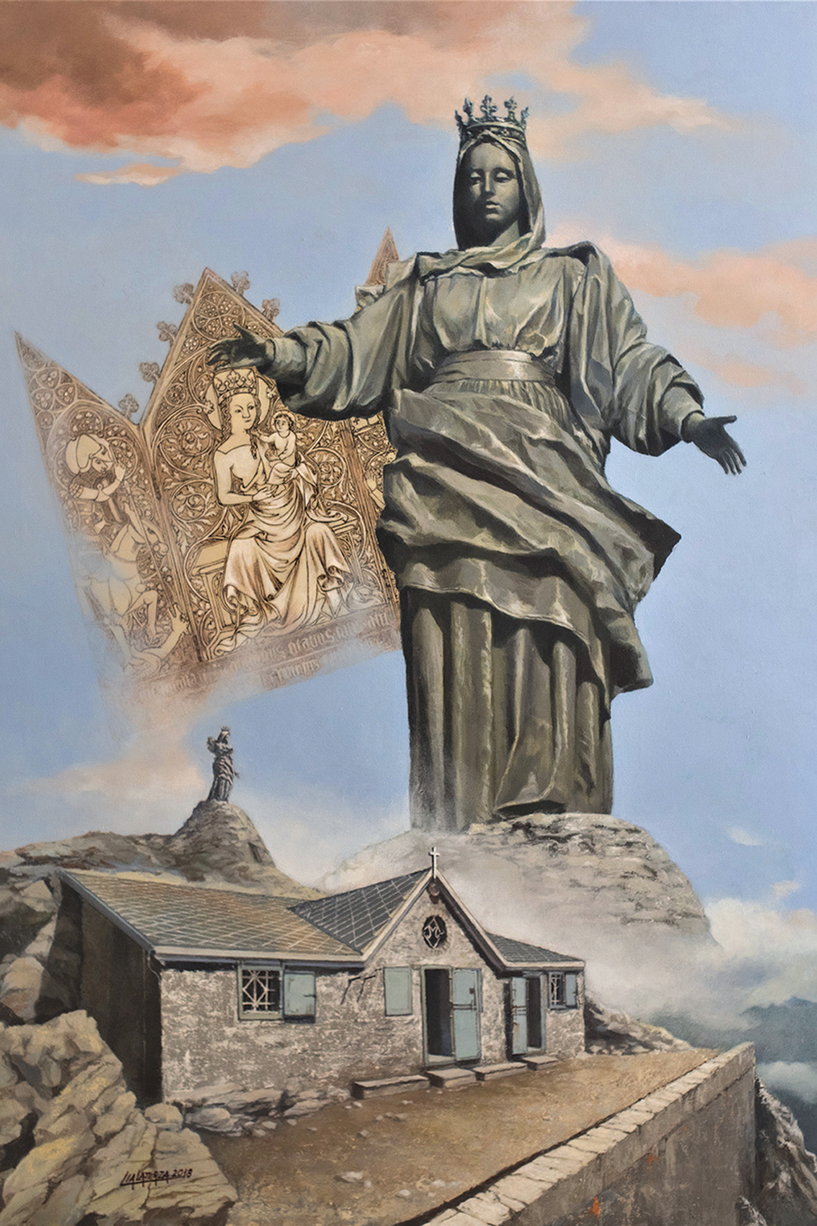 Lia Laterza, 'La Madonna del Rocciamelone, Nostra Signora delle Nevi' , 2018,dipinto ad olio su tela, 100x70 cm., per chiesa a Totapara, Jalpaiguri, West Bengala (India)